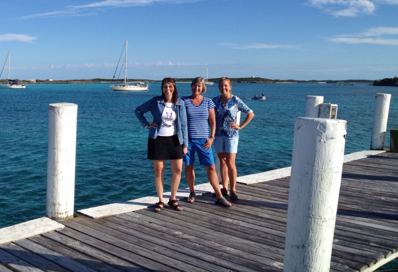 The ladies on the dock with our boats in the background: Annette, Nancy and Ems