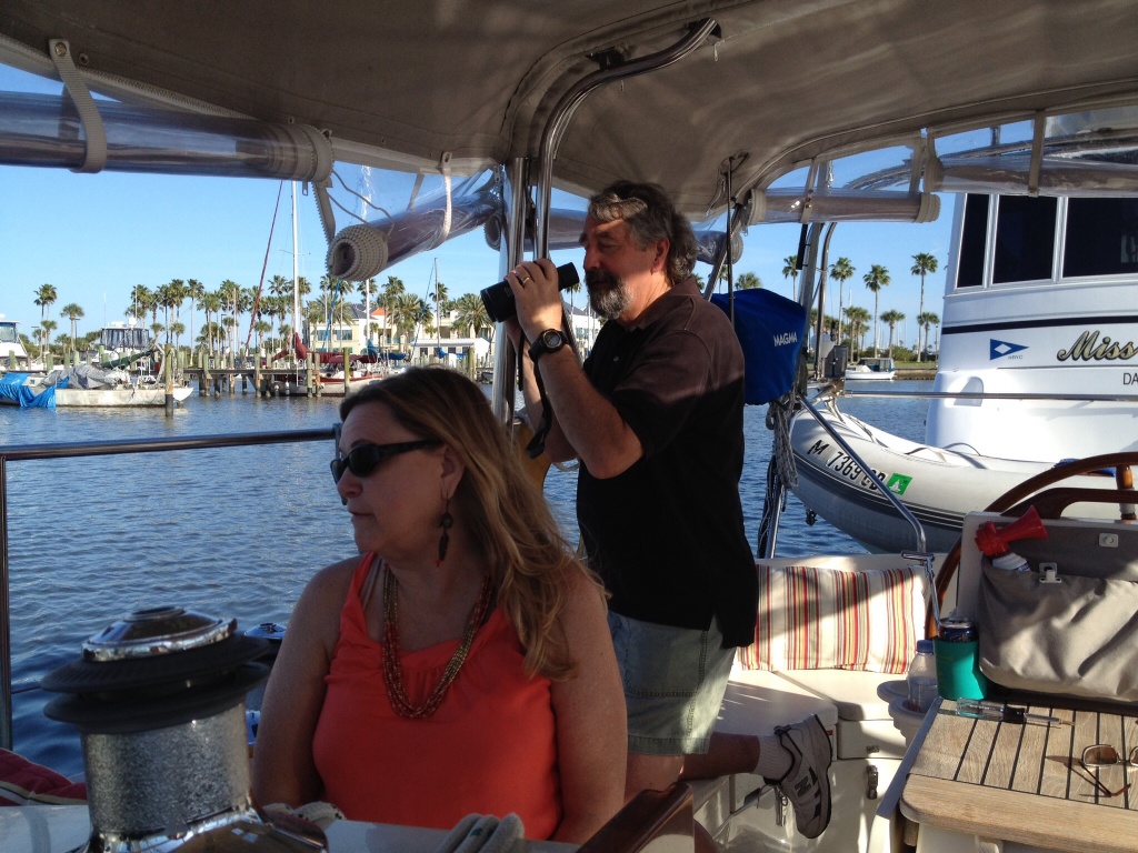 We got to see our friends Anne and Bob in Daytona again. Here we are checking out what we think was a loon! It certainly sounded like it. By the way, Anne does an amazing duck call just blowing through her fingers. No lie, ducks actually came!! I gotta learn how to do that.